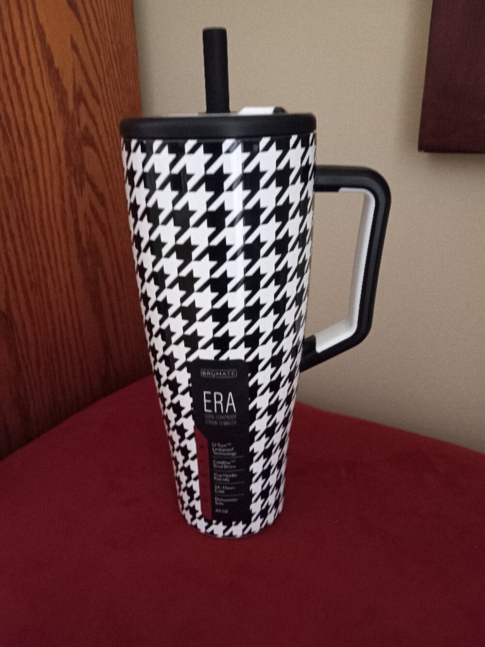 NEW BruMate ERA Tumbler 40 oz. Black and White Houndstooth Pattern